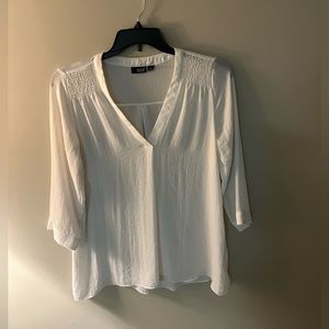A.n.a White Sheer Top- L